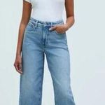 Madewell  Wide Leg Crop Jeans Womens Size 32 Blue Raw Hem Front Pocket Photo 0
