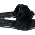Wild Diva Lounge Black Faux Fur Rhinestone Slides Photo 38