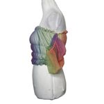 Lirika Matoshi Off Shoulder Rainbow Sheer Puff Sleeve Top Women’s Size Small Pink Photo 3