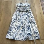 Loft Bird Toile Strappy Midi Pocket Dress NEW Size 8P Blue White Floral Cotton Photo 11