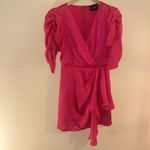 DO+BE Pink Wrap Ruched Sleeves Side Ruffle Sheath Dress S Photo 1