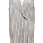 Calligraphie Anthropologie Longline Sweater Vest Beige White Stripe Large Tan Photo 0