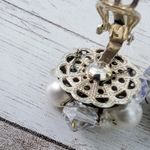 Vintage Clip On Earrings Faux Pearl & Iridescent Bead Cluster Photo 4