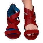 RALPH LAUREN COLLECTION PURPLE LABEL RED LEATHER STRAPPY HEELS (37.5B) Size 6.5 Photo 2