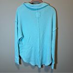 Aerie  Lumberjane Aqua Blue Waffle Knit Pullover Collared Sweatshirt Small Photo 8