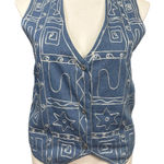 Vintage Agapo Collection Denim Embroidered Vest Medium Western Boho Cotton Blue Photo 0