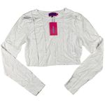 Edikted  Long Sleeve Pleat Detail Crop Top in White Photo 0