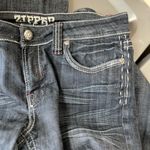 womens size 13 mens 34x34 y2k zipper embroidered denim jeans bottoms Blue Photo 4
