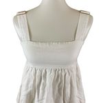 Dissh Brisa White Linen Babydoll Top 4 Square Neck Adjustable Strap Minimalist Photo 2