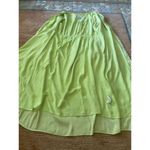 Frnch Paris Lime Green Satin Midi Dress Size L Long Sleeve Button Front Size L Photo 3