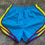 Nike  Women's Blue and Yellow Athletic Shorts Photo 0