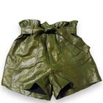 Francesca's NEW  Faux Leather Olive Green Paperbag Shorts size medium Photo 6
