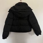 Sixth June Oversized Hooded Puffer Jacket Ribbed Iridescent Effect Black Medium Photo 6