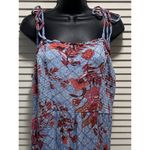 Knox Rose Blue Red Floral Paisley Smocked Ruffle Sleeveless Tie Maxi Dress XL Photo 1