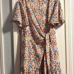 Floral Wrap Dress Womens Size Large Red Photo 0
