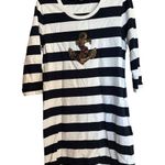 Boston Proper T Shirt Dress Womens Medium Nautical Stripe Stretch Short Sleeves Photo 0