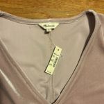 Madewell Women’s Medium Velvet V-neck Lilac Purple Long Bell Sleeve Mini Dress Photo 6