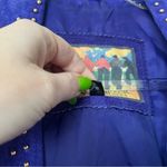 Vintage 90s Atlantic Beach Leather Coat Works Purple Suede Studded Jacket 16 Photo 3
