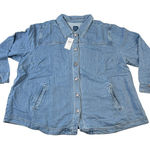 J. Jill Denim Jacket SZ 3X Rosewoodwash Button Front Shirt Tunic Oversize Jacket Blue Photo 0