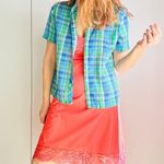 Vintage Blouse Plaid Womens Size Small Summer Vibes Cotton Twee Prep Blue Photo 1