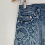 White House | Black Market Blanc Blue Floral Embroidered Cropped Denim Jeans 4 Photo 5