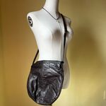 Vintage 90s Brown Genuine Leather Shoulder Bag Boho Festival Crossbody Purse Photo 12