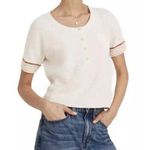 Madewell Henley Sweater Tee Womens Rainbow Stripe Cream XS Popcorn V Neck Photo 0