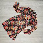 ASOS dusty Daze mini dress with high collar and clasps in dark floral print long Photo 2