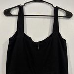 Reformation  Christina Square Neck Crepe High Slit Midi Black Dress US 2 Photo 5