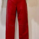 90s Y2K vintage high waisted straight leg leather pants Clio 8 red Photo 0