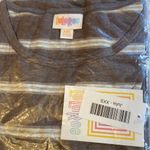 LuLaRoe  Julia Bodycon Midi Dress XXS Gray Brown Stripe Short Elbow Sleeve NEW! Photo 6