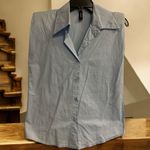 Venti 6 Womens Button Front Sleeveless Collared Shirt Light Blue Size Small Photo 0
