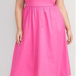 Old Navy  Fit & Flare Cotton Combination Midi Dress Pink Petunia- Sz 3X 💚🎀 Photo 0