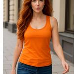 Ralph Lauren Lauren XL Orange Cotton Tank City Chic Resort Core Summer Essential Photo 2