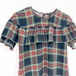 J.Crew Edie Tartan Plaid Ruffle Blouse 00 Photo 3
