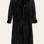 Marvin Richards Vintage Suede Leather Faux Black Long Shearling Coat Size M Photo 0