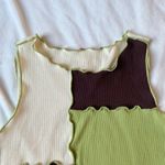 green cream and brown patchwork inverted seams color blocked tank top Size M Photo 1