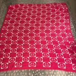Pink and white smiley face checkered blanket, reversible very fluffy cozy. Red Photo 0