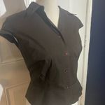 Loft  Brown Notched Collar Button Down Fitted Shirt Photo 2