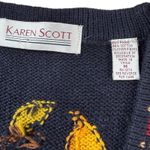 Karen Scott VTG  Navy Blue Embroidered Fall Fruit Vest Women's Size Medium Photo 4