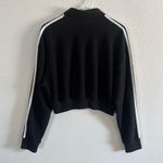 PINK - Victoria's Secret Victoria’s Secret PINK Black Reverse Fleece Polo Cropped Sweatshirt Photo 3