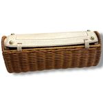 Michael Kors  Vanilla Santorini Clutch - Wicker, Ivory Leather, Golden Hardware Photo 9