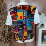 Bobbie & Brooks Bobbie Brooks Size Large American Vintage Retro Pop 80s Vibrant Geometric Top Bl Photo 3