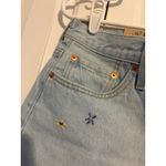 Levi's 501 High Rise Denim Shorts Light Wash Embroidered Cut Off Size 28 Photo 4