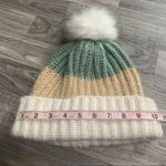 LC Lauren Conrad Lauren Conrad Bohemian Sage Green Tan Beanie Hat w/ Pom Pom Fur Ball Photo 5