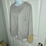 Catherine Malandrino Soft Faux Suede Leather Faux Fur Cuff Long Sleeve Top Grey Photo 6