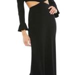 Mac Duggal NWT 67944 Cutout Waist Long Sleeve Dress Black Formal Size 0 Photo 0