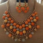 Gold Orange Beads w/ Starfish Bib Necklace Set Photo 2