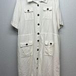 C Est.1946 Linen Blend Coastal Grandma Lagenlook Beach Cottage Dress Size 26/28W White Photo 0