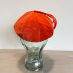 Vintage 50s Nita Hats Of Dallas Orange Velvet Feathered Perching Hat Cap Capulet Photo 3